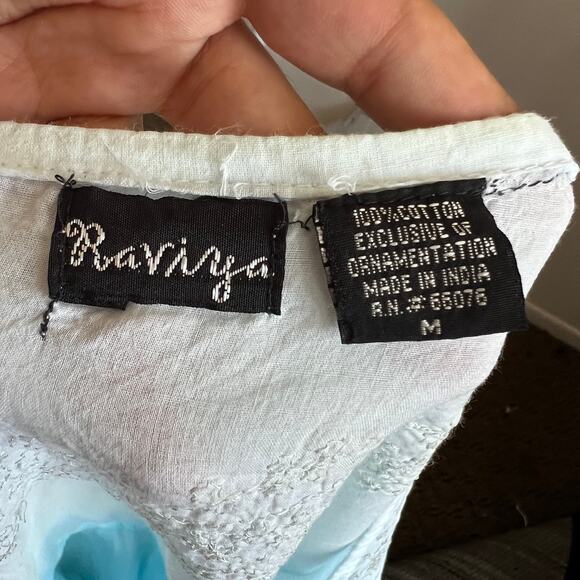Ravinya Embroidered‎ Babydoll Tunic Cover Up Y2K Boho Festival Retro Medium - Picture 4 of 6